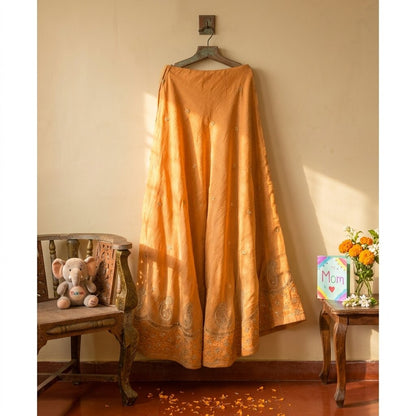 Sanskriti New Peach Pure Silk Unstitched Bridal Lehenga Hand Embroidered Zardozi