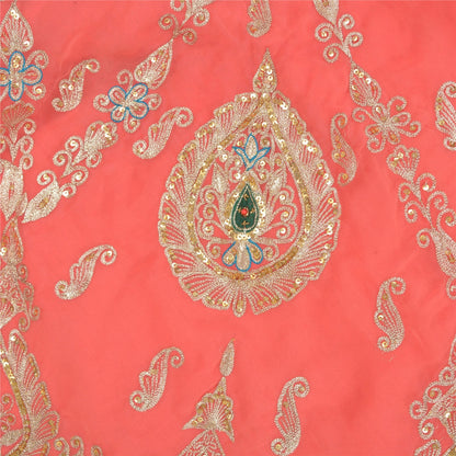 Sanskriti Vintage Pink Georgette Stitched Lehenga Hand Embroidered Peacock Zari
