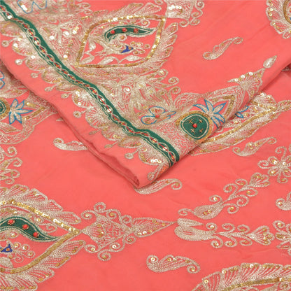Sanskriti Vintage Pink Georgette Stitched Lehenga Hand Embroidered Peacock Zari