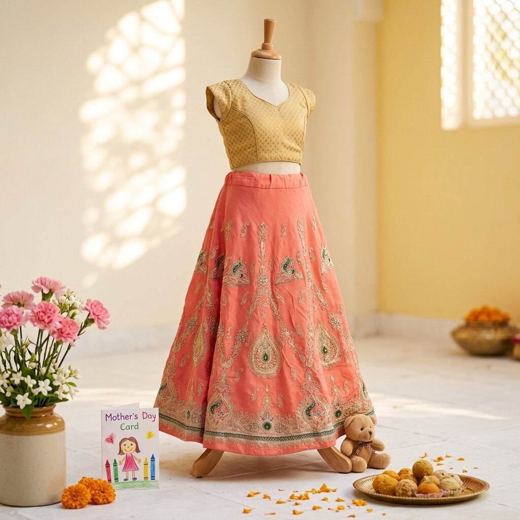 Sanskriti Vintage Pink Georgette Stitched Lehenga Hand Embroidered Peacock Zari