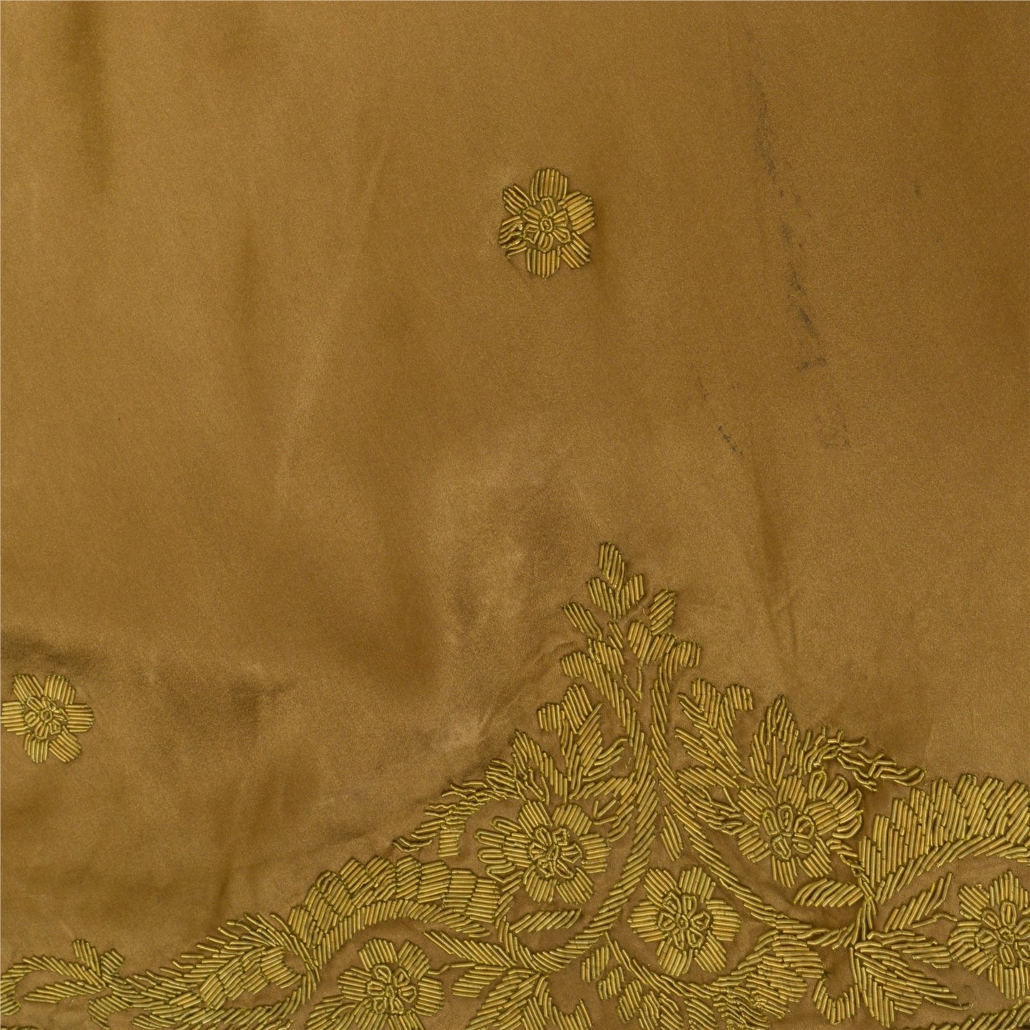 Sanskriti Vintage Brown Pure Silk Stitch Indian Lehenga Hand Embroidered Zardozi