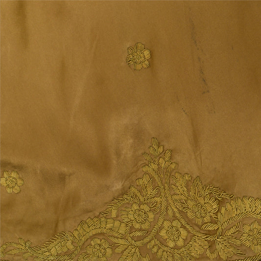 Sanskriti Vintage Brown Pure Silk Stitch Indian Lehenga Hand Embroidered Zardozi