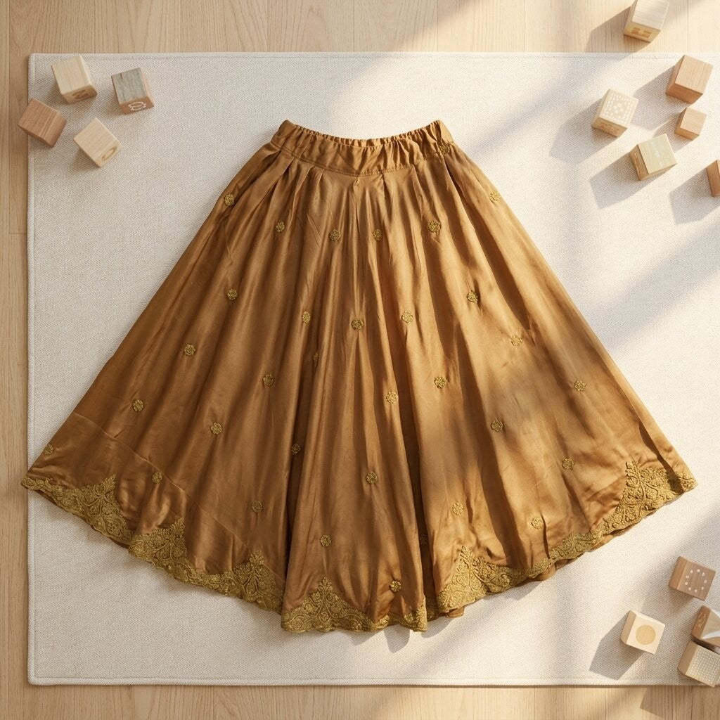 Sanskriti Vintage Brown Pure Silk Stitch Indian Lehenga Hand Embroidered Zardozi