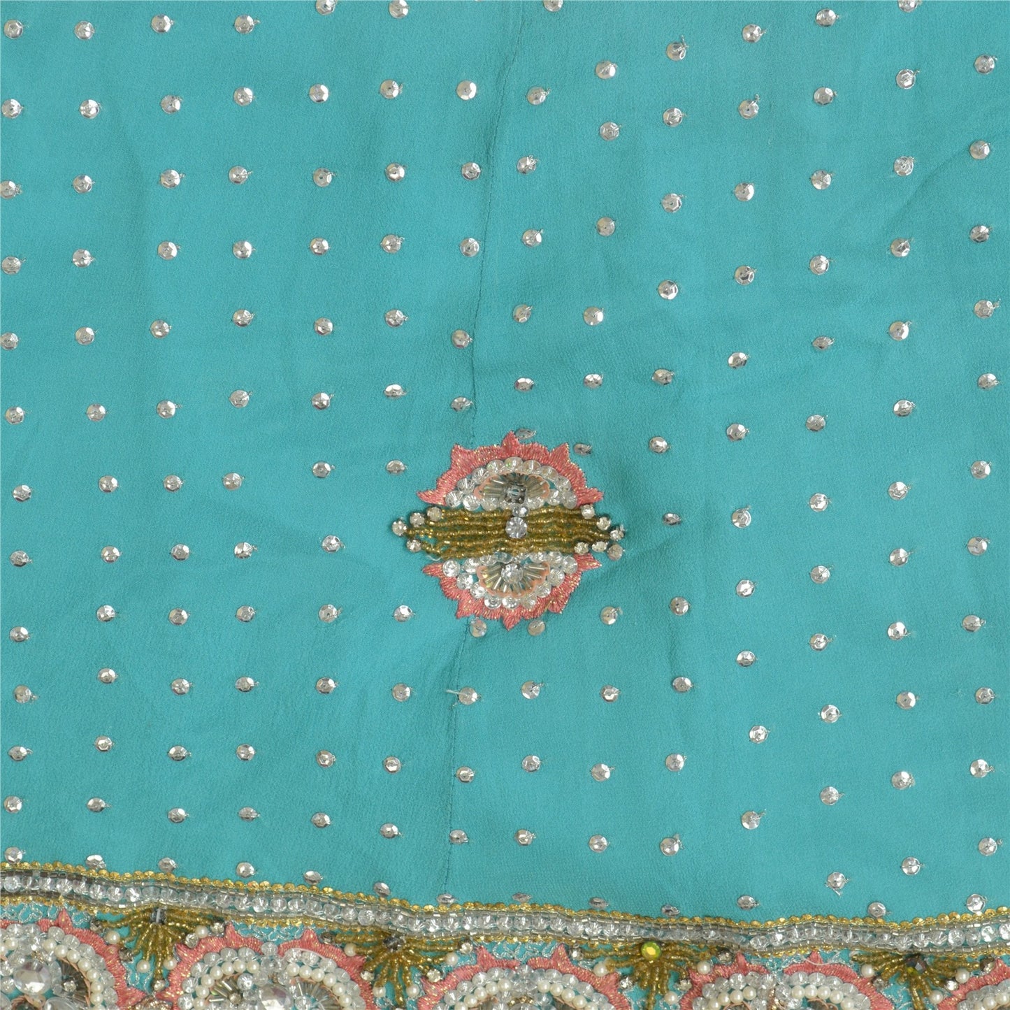 Sanskriti Vintage Blue Pure Georgette Silk Stitched Lehenga Hand Beaded Sequins
