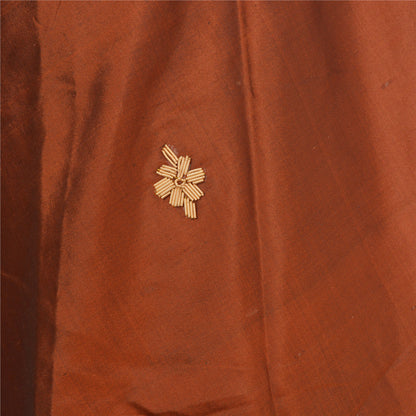Sanskriti Vintage Brown Pure Silk Stitch Indian Lehenga Hand Embroidered Zardozi