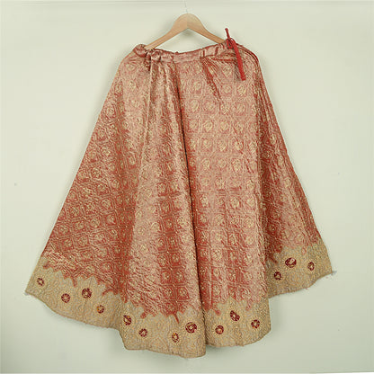 Sanskriti Vintage Peach Tissue Stitch Lehenga Hand Embroidered Zardozi Gharchola