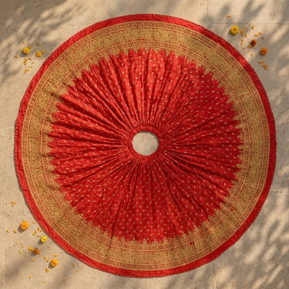 Sanskriti New Red Pure Silk Unstitched Wedding Lehenga Hand Embroidered Zardozi