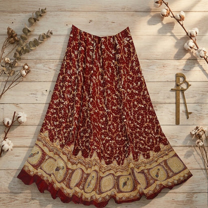 Sanskriti New Maroon Pure Silk Unstitched Indian Lehenga Hand Embroidery Zardozi