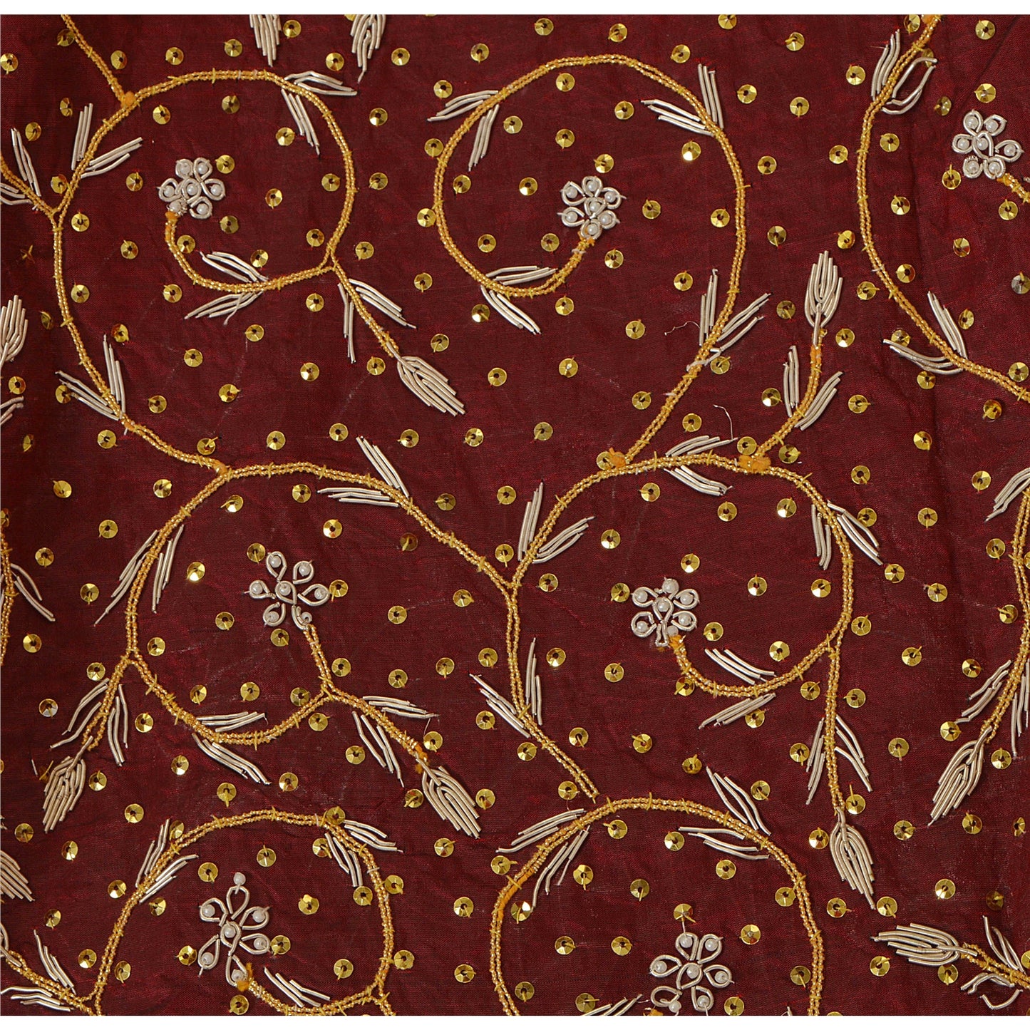 Sanskriti New Maroon Pure Silk Unstitched Indian Lehenga Hand Embroidery Zardozi