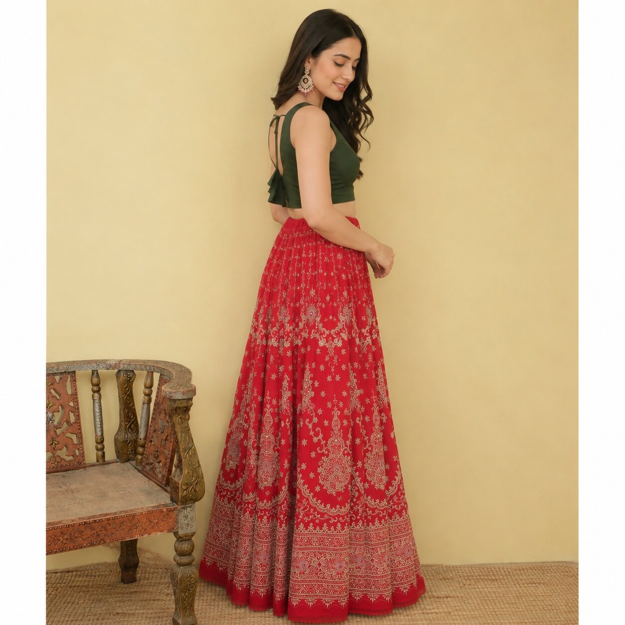 Sanskriti New Pink Georgette Unstitch Bollywood Lehenga Hand Embroidered Zardozi