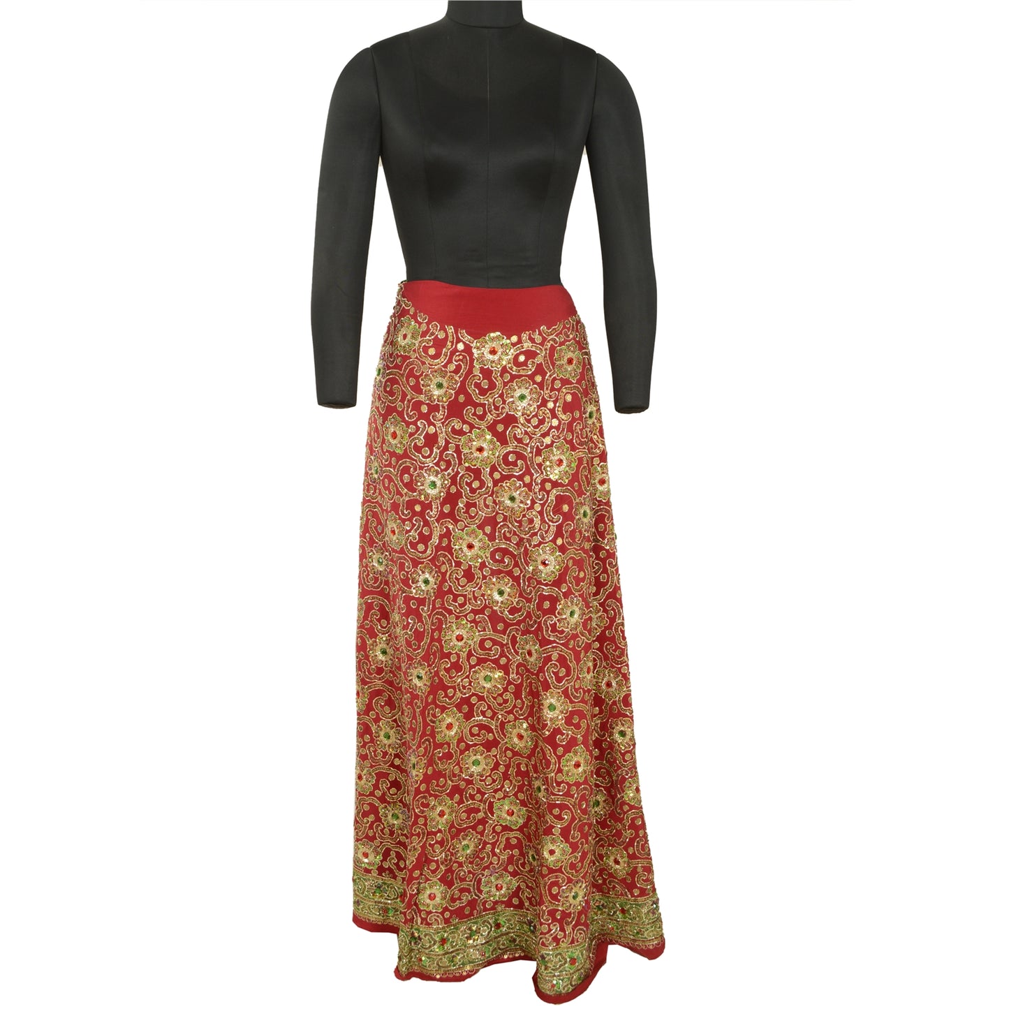 Sanskriti New Red Pure Silk Unstitched Bollywood Lehenga Hand Embroidery Zardozi