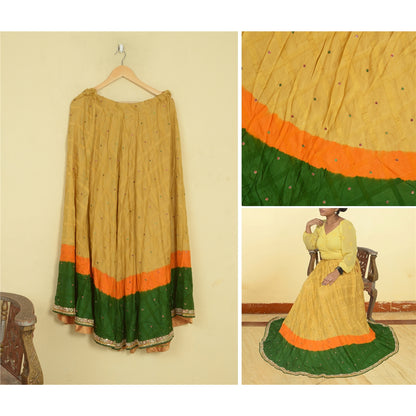 Sanskriti Vintage Yellow Pure Silk Stitched Wedding Lehenga Hand Embroidered