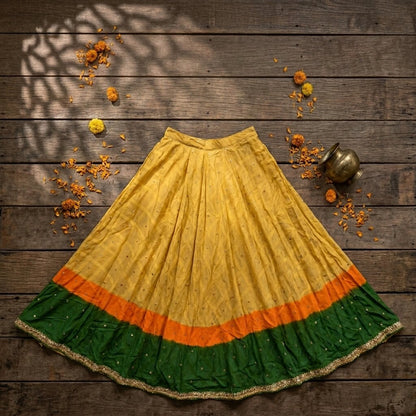 Sanskriti Vintage Yellow Pure Silk Stitched Wedding Lehenga Hand Embroidered