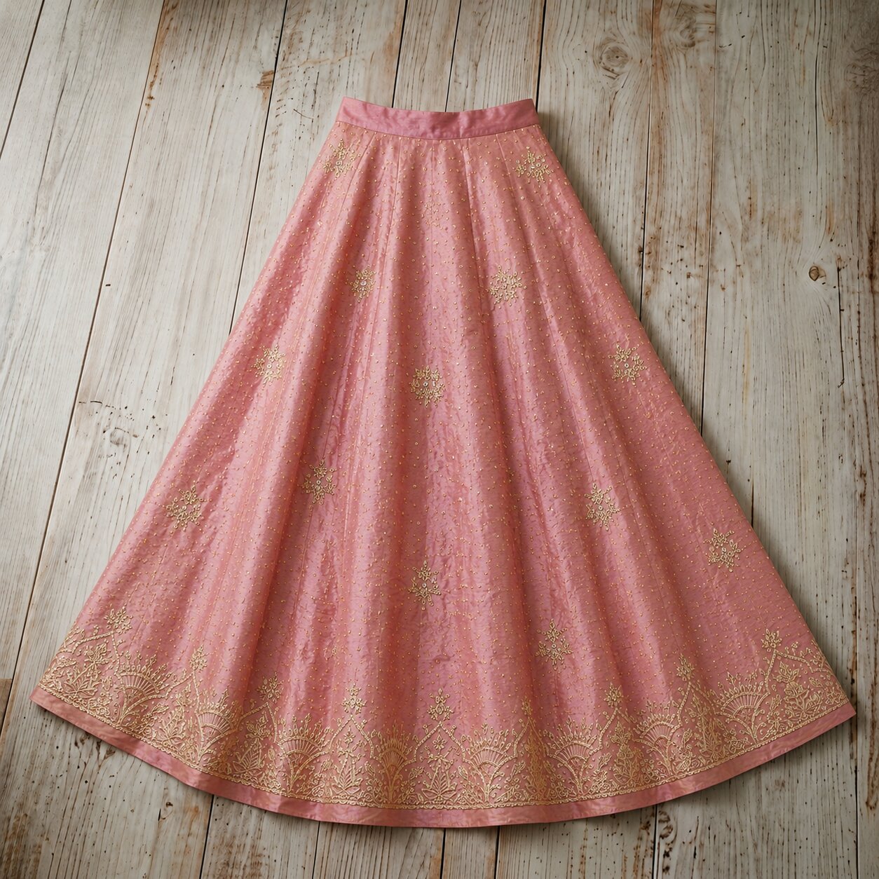 Sanskriti New Pink Pure Silk Unstitched Wedding Lehenga Hand Embroidered Zardozi