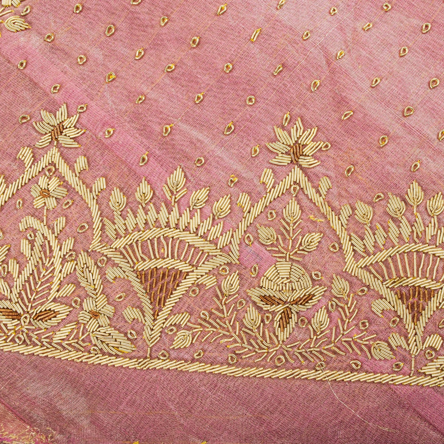 Sanskriti New Pink Pure Silk Unstitched Wedding Lehenga Hand Embroidered Zardozi