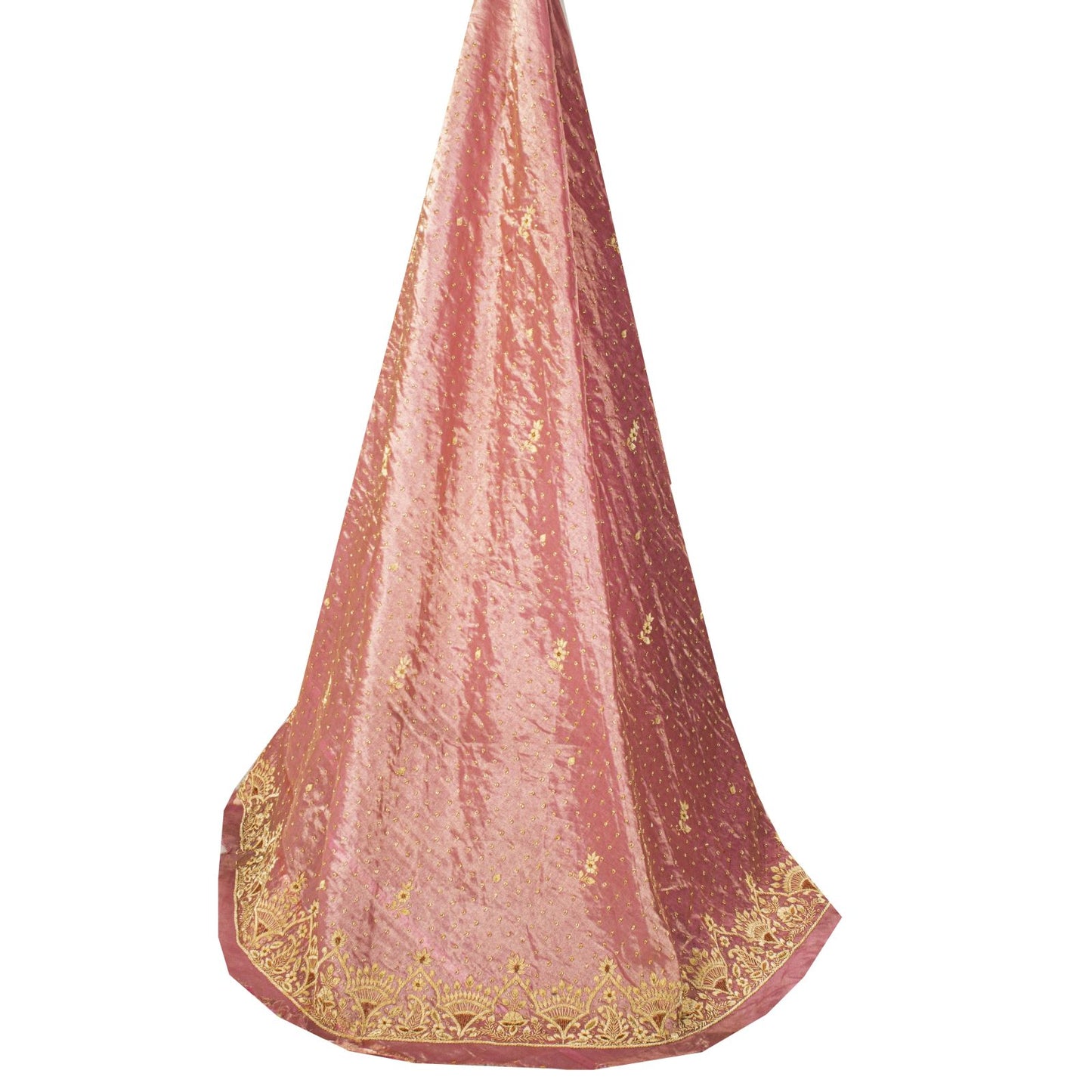 Sanskriti New Pink Pure Silk Unstitched Wedding Lehenga Hand Embroidered Zardozi