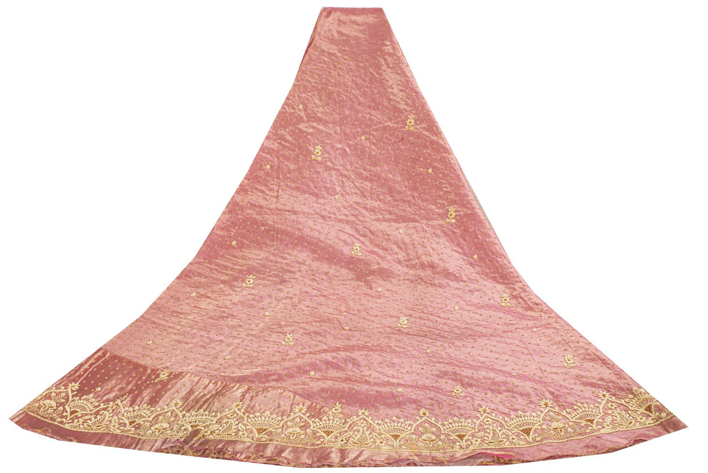 Sanskriti New Pink Pure Silk Unstitched Wedding Lehenga Hand Embroidered Zardozi
