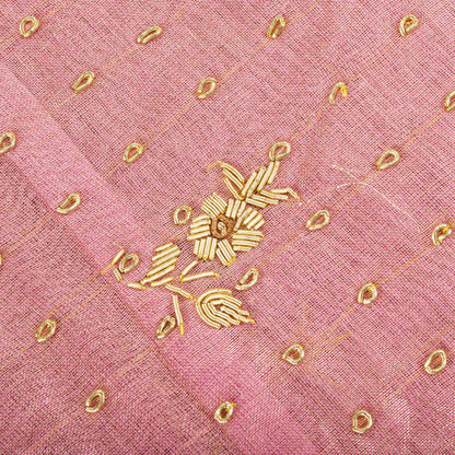 Sanskriti New Pink Pure Silk Unstitched Wedding Lehenga Hand Embroidered Zardozi