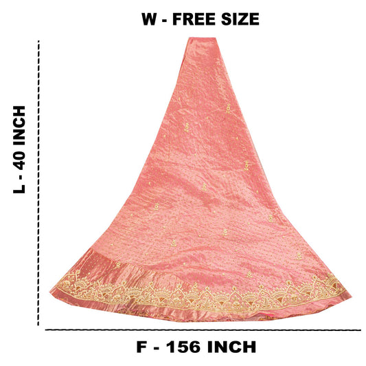 Sanskriti New Pink Pure Silk Unstitched Wedding Lehenga Hand Embroidered Zardozi