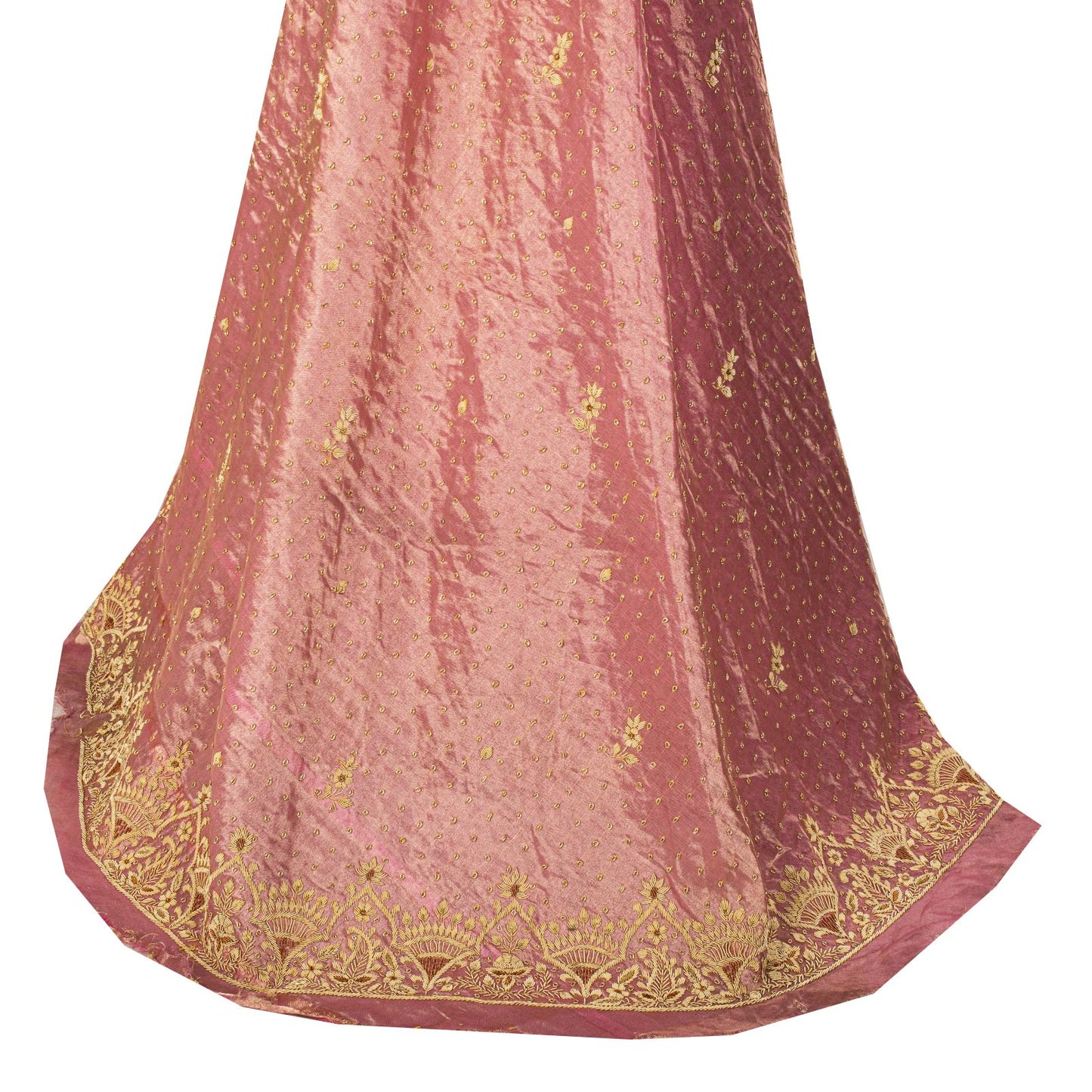 Sanskriti New Pink Pure Silk Unstitched Wedding Lehenga Hand Embroidered Zardozi