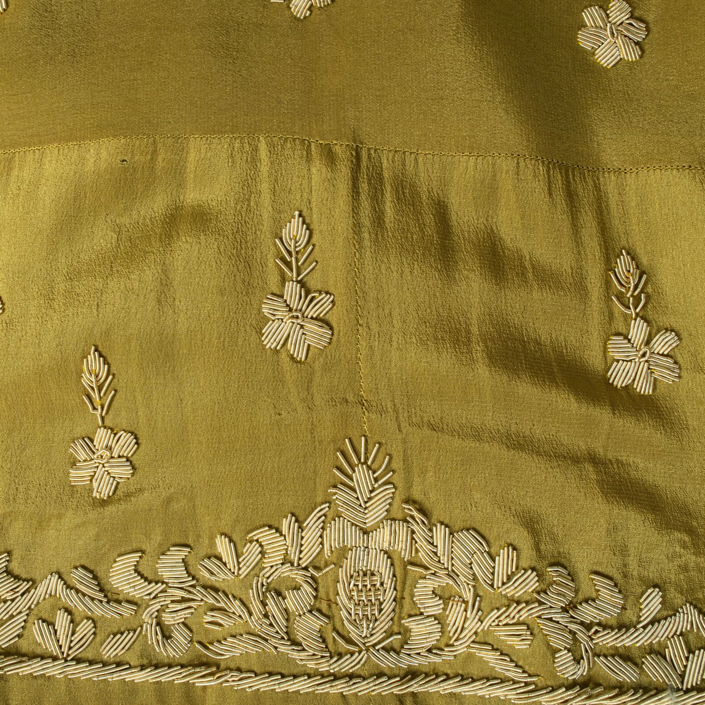 Sanskriti Vintage Green Pure Silk Stitched IndianLehenga Hand Embroidery Zardozi