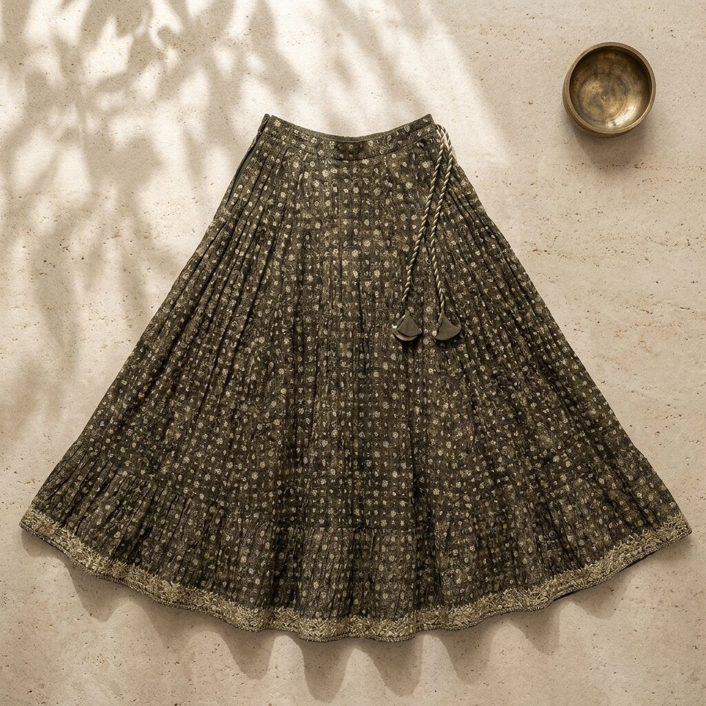 Sanskriti Vintage Brown Pure Silk Stitched Lehenga Hand Embroidery Zardozi Zari