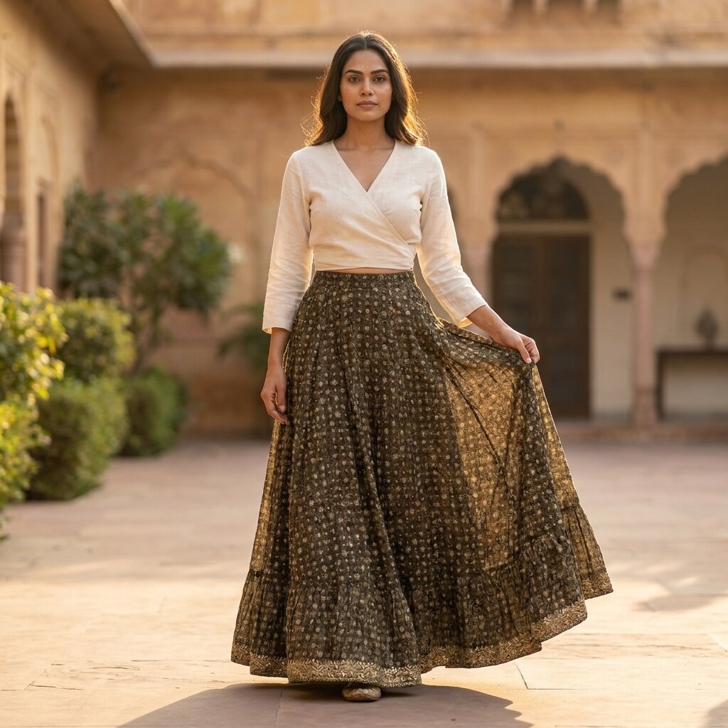 Sanskriti Vintage Brown Pure Silk Stitched Lehenga Hand Embroidery Zardozi Zari