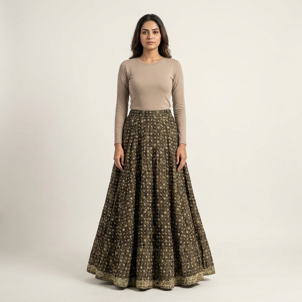 Sanskriti Vintage Brown Pure Silk Stitched Lehenga Hand Embroidery Zardozi Zari
