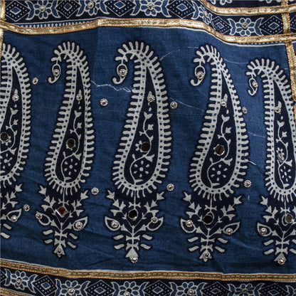 Ajrakh Hand Block Printed Lehenga Choli Set Indigo Blue Cotton Chaniya Choli for Navratri Garba Traditional Indian Women By KreatvKraft