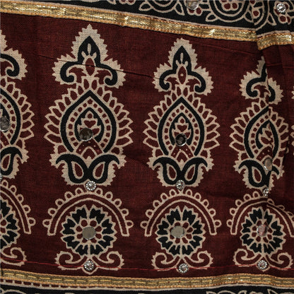 Ajrakh Printed Pure Cotton Black-Marron Lehenga Choli Set Traditional Navratri Garba Chaniya Choli for Dandiya Night Dress By KreatvKraft