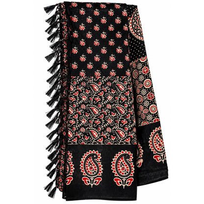 Ajrakh Printed Pure Cotton Black-Marron Lehenga Choli Set Traditional Navratri Garba Chaniya Choli for Dandiya Night Dress By KreatvKraft