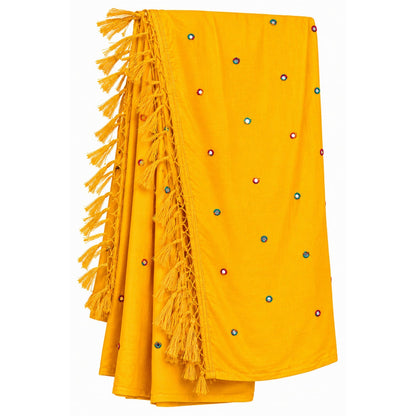 Kutch Mirror Hand Embroidered Lehenga Choli Set Yellow Rayon Chaniya Choli for Navratri Garba Indian Festival Women By KreatvKraft