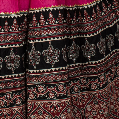 Ajrakh Printed Cotton Pink Lehenga Choli Set Traditional Navratri Garba Chaniya Choli for Dandiya Night Traditional Dress By KreatvKraft