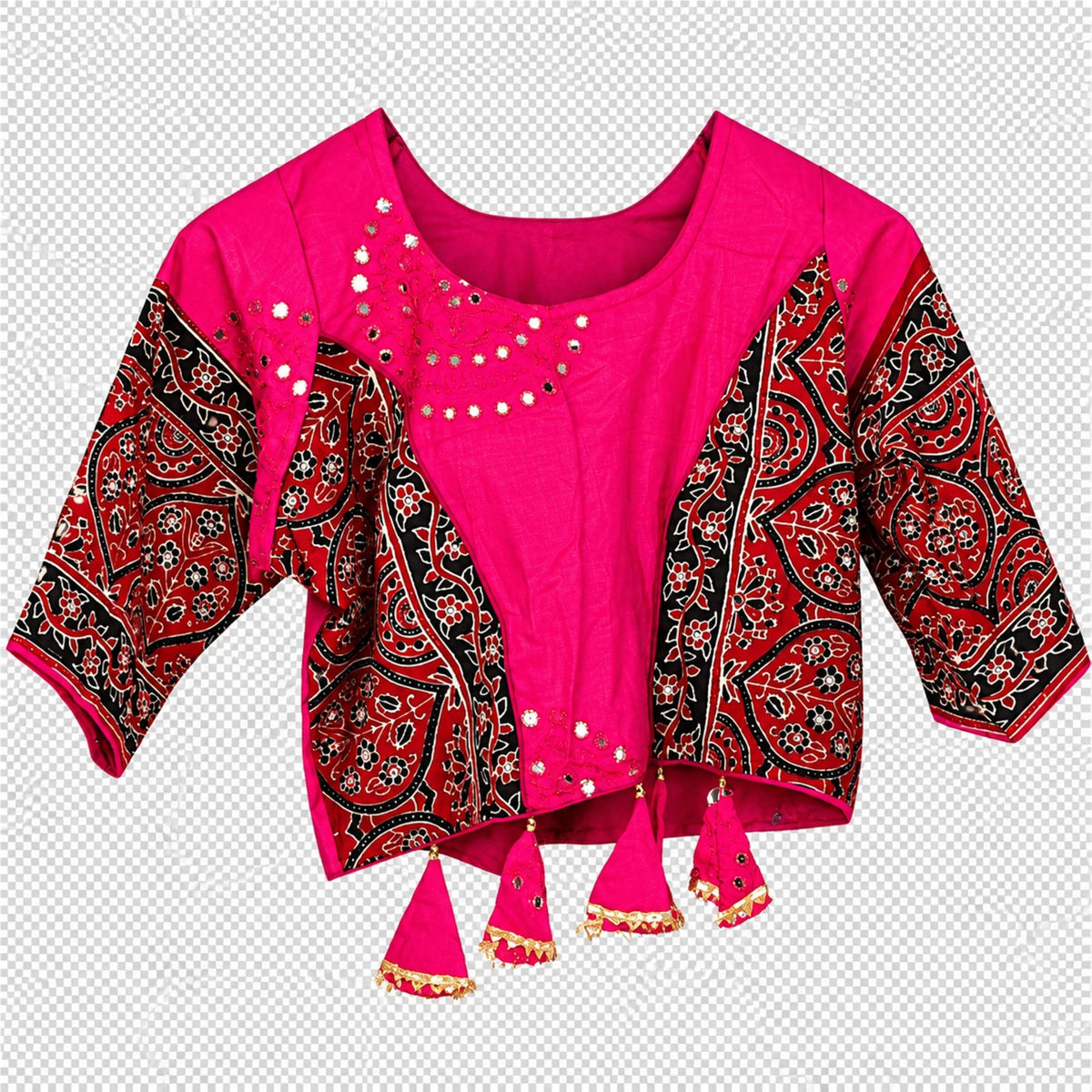 Ajrakh Printed Cotton Pink Lehenga Choli Set Traditional Navratri Garba Chaniya Choli for Dandiya Night Traditional Dress By KreatvKraft