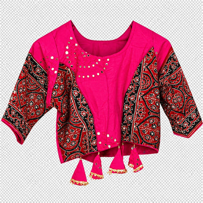 Ajrakh Printed Cotton Pink Lehenga Choli Set Traditional Navratri Garba Chaniya Choli for Dandiya Night Traditional Dress By KreatvKraft