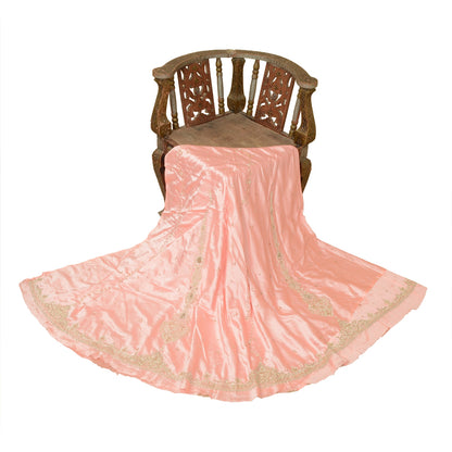Sanskriti Pink Bridal Lehenga Satin Silk Hand Embroidered Zardozi Unstitch
