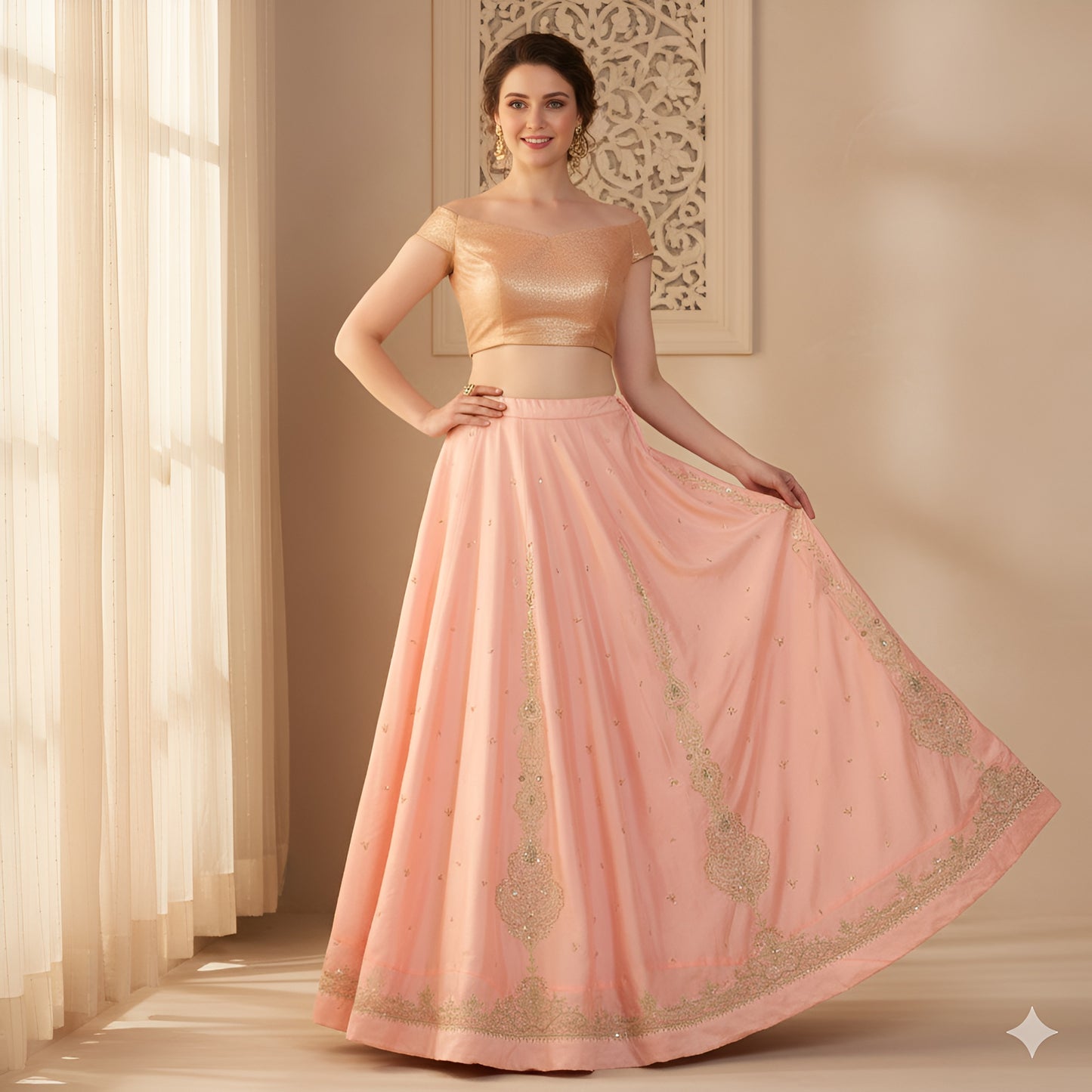 Sanskriti Pink Bridal Lehenga Satin Silk Hand Embroidered Zardozi Unstitch