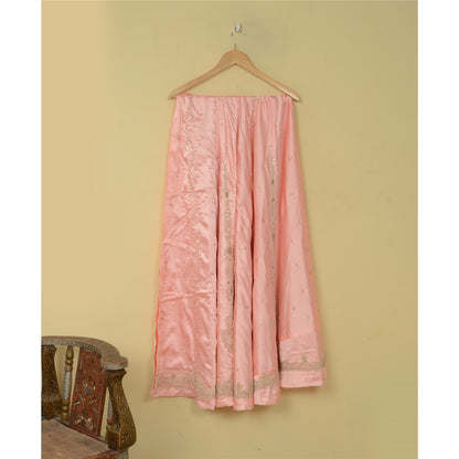 Sanskriti Pink Bridal Lehenga Satin Silk Hand Embroidered Zardozi Unstitch