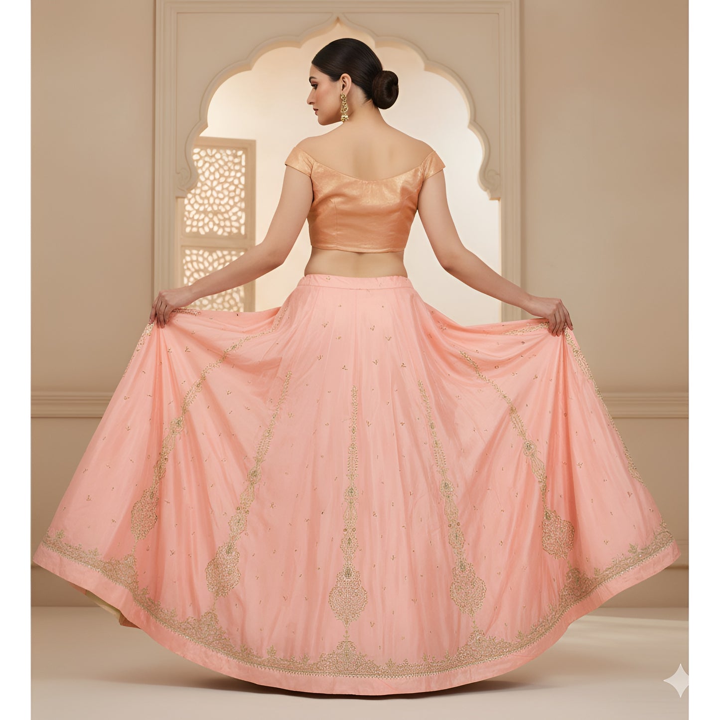 Sanskriti Pink Bridal Lehenga Satin Silk Hand Embroidered Zardozi Unstitch