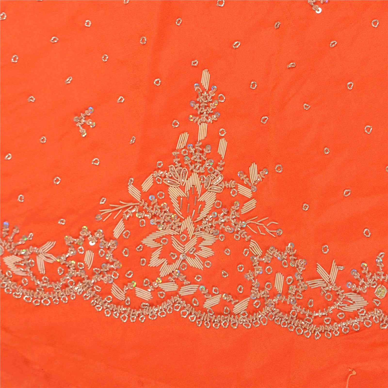 Sanskriti Vintage CreamLong Lehenga Satin Silk Hand Embroidered Zardozi Unstitch