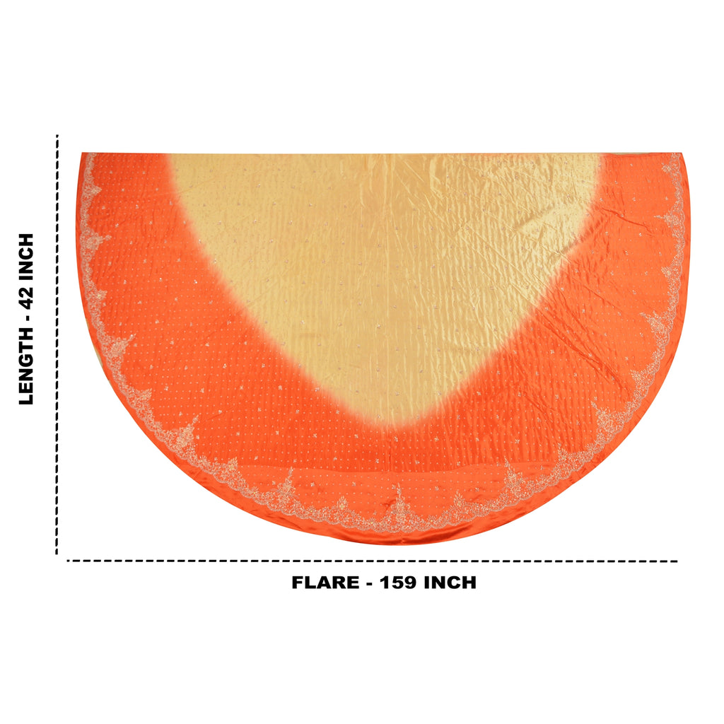 Sanskriti Vintage CreamLong Lehenga Satin Silk Hand Embroidered Zardozi Unstitch