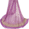 Sanskriti Vintage Purple Long Lehenga Net Mesh Hand Beaded Zardozi Unstitched