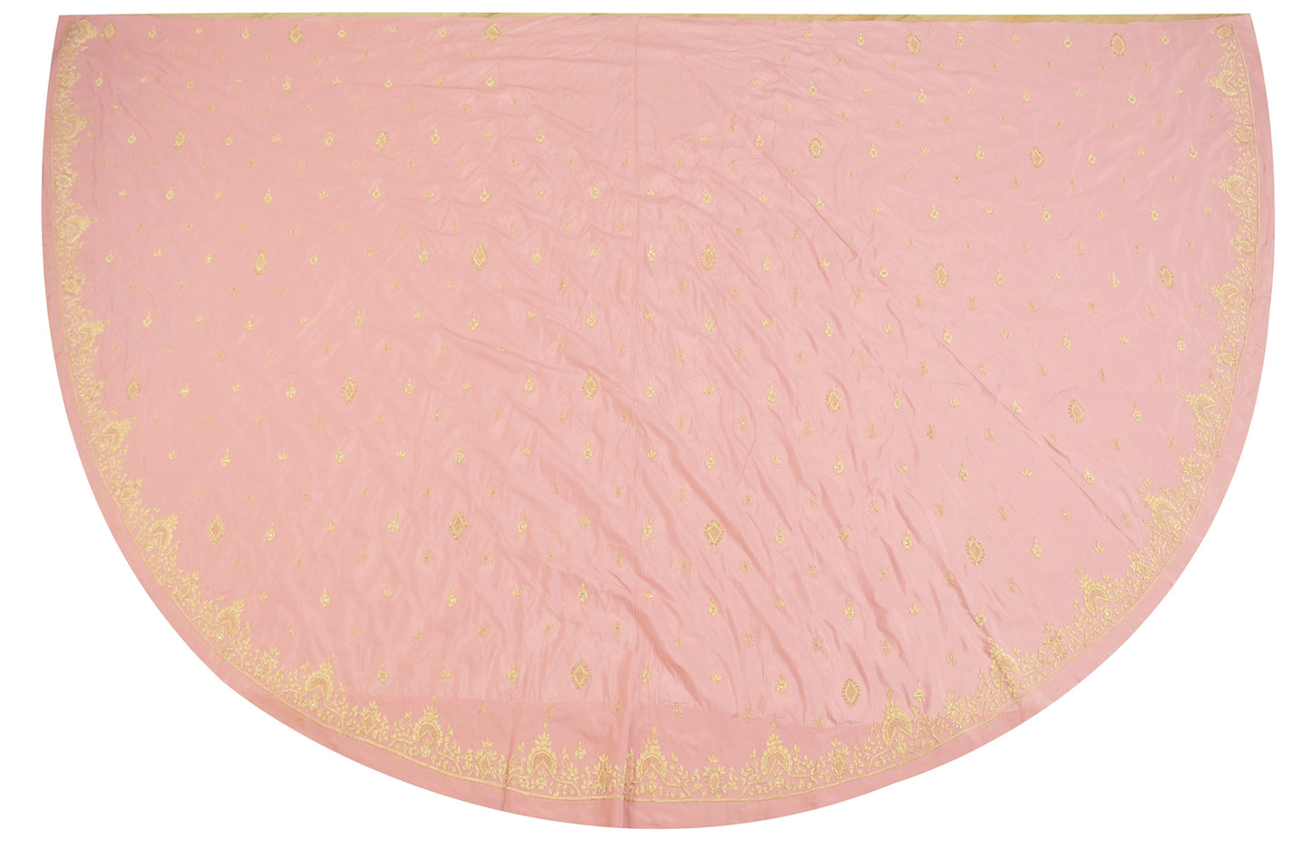 Sanskriti Vintage Pink Long Lehenga Satin Silk Hand Embroidered Zardozi Unstitch