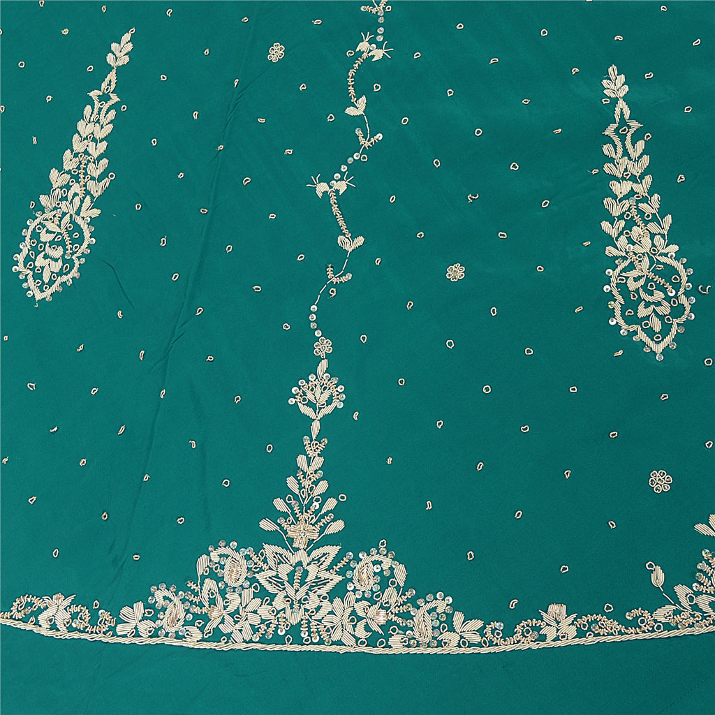 Sanskriti Vintage Green Long Lehenga Art Silk Hand Embroidered Zardozi Unstitch