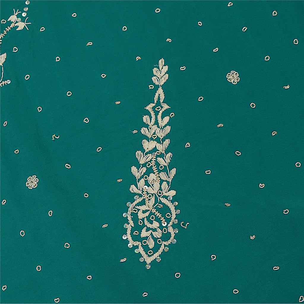 Sanskriti Vintage Green Long Lehenga Art Silk Hand Embroidered Zardozi Unstitch