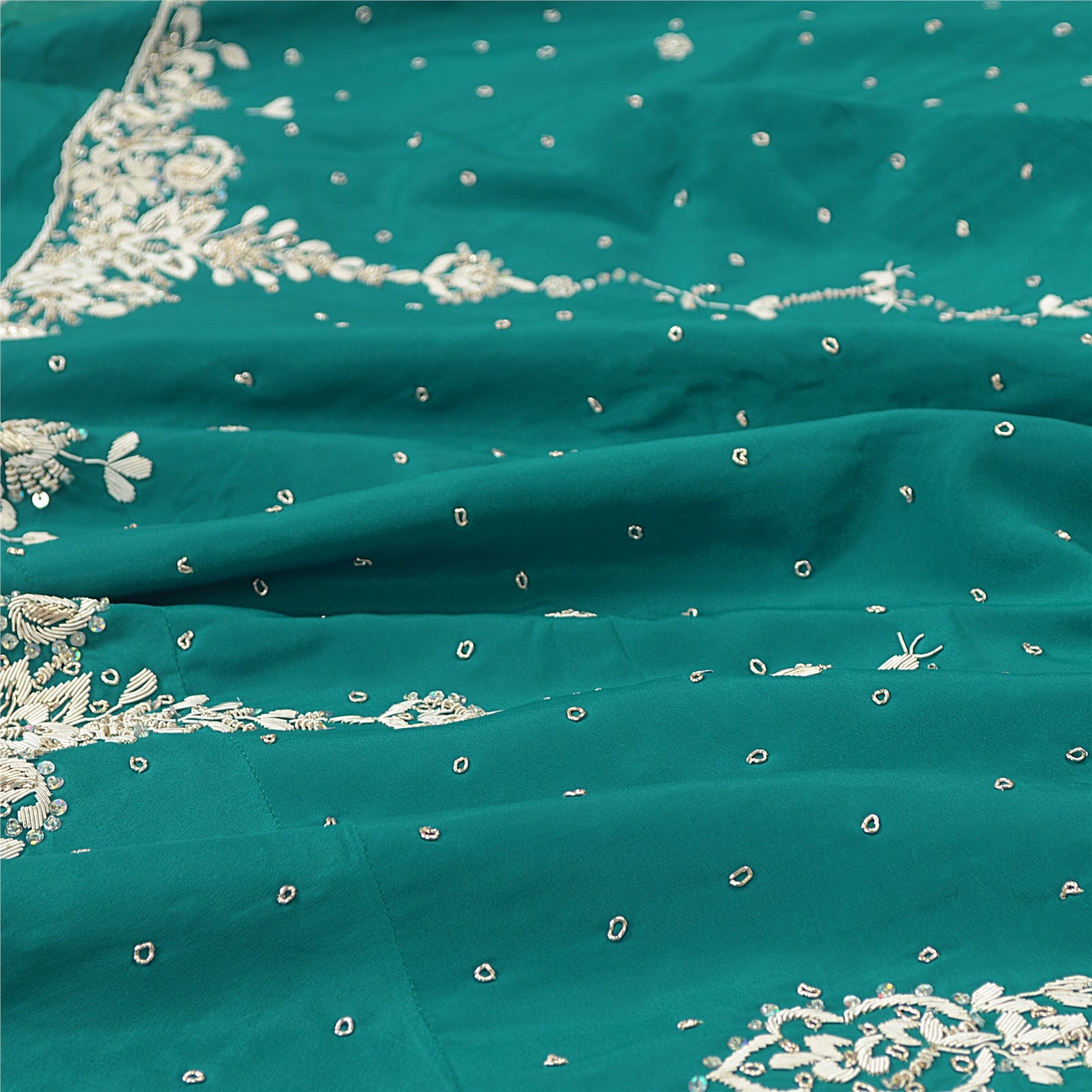 Sanskriti Vintage Green Long Lehenga Art Silk Hand Embroidered Zardozi Unstitch