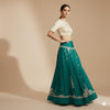 Sanskriti Vintage Green Long Lehenga Art Silk Hand Embroidered Zardozi Unstitch