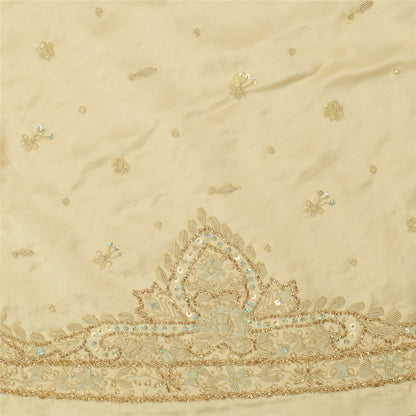 Sanskriti Vintage Cream Long Lehenga Art Silk Hand Embroidered Zardozi Unstitch