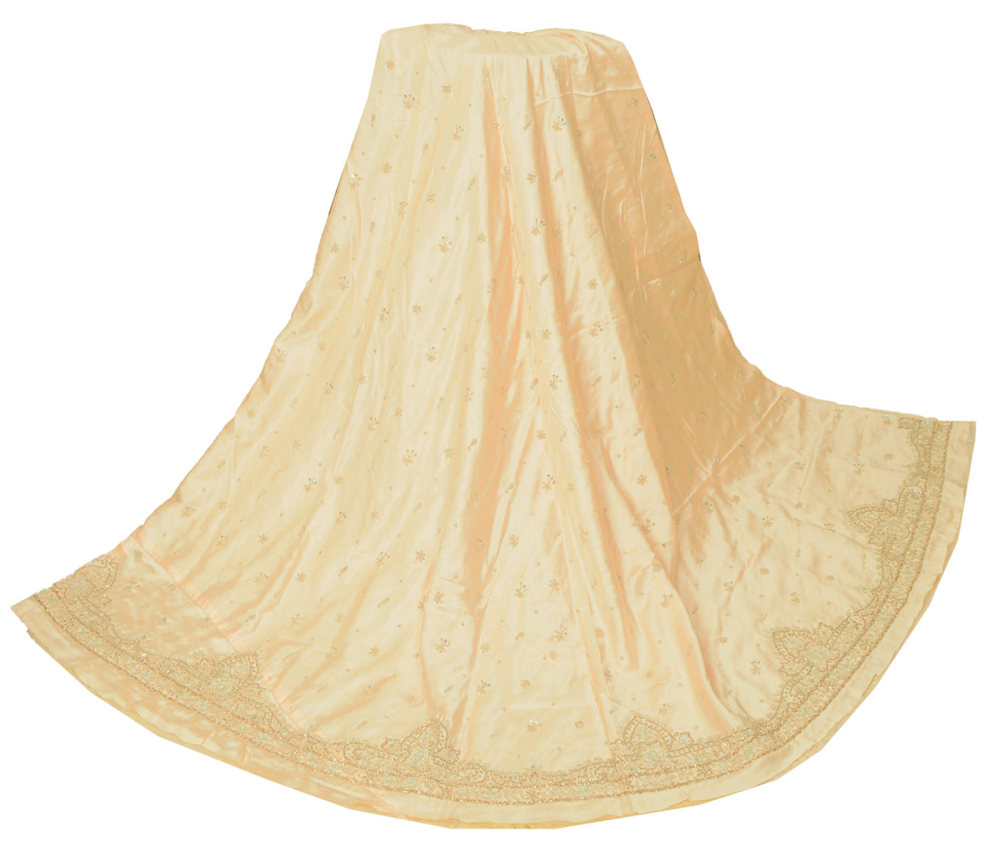 Sanskriti Vintage Cream Long Lehenga Art Silk Hand Embroidered Zardozi Unstitch