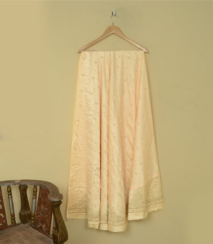 Sanskriti Vintage Cream Long Lehenga Art Silk Hand Embroidered Zardozi Unstitch